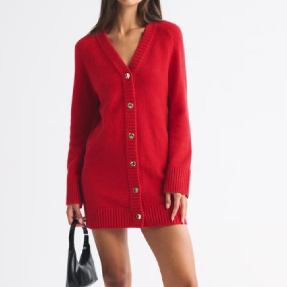 Abercrombie Long-Sleeve Cardigan Mini Sweater Dress S
